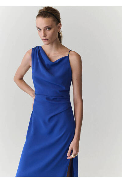 MANGO Woman Drape midi elbise