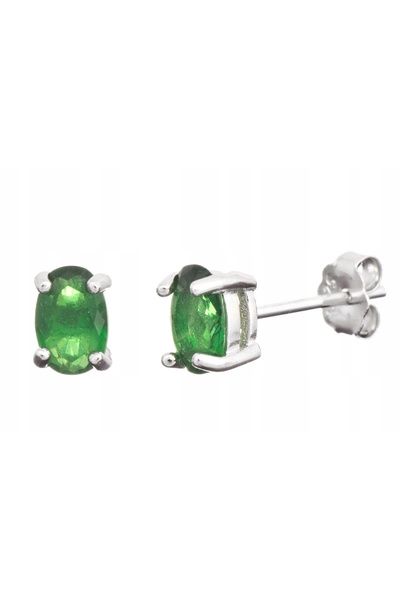 NO BRAND Cercei placați cu rodiu din argint cu zirconiu verde cristal 7X5