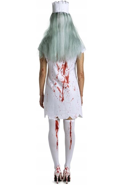 NO BRAND Costum de asistentă medicală sângeroasă zombie pentru Halloween, cos...