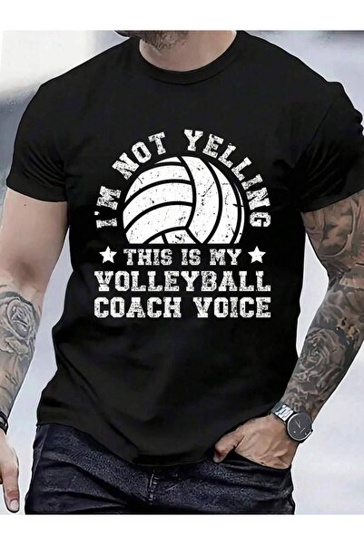 9TAY تي شيرت من القطن بنسبة 100% بطبعة This Is My Voice Volleyball Ing للرجال...