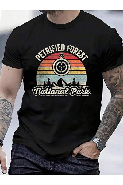 799 100% Cotton Retro Petrified Forest National Park Map Sunset T-Shirt Men's...