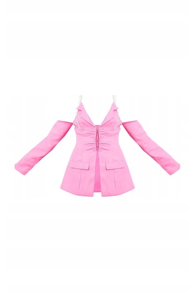 NO BRAND Jachetă roz decorată cu strasuri la umeri Prettylittlething 42