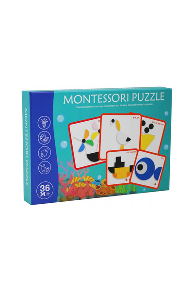NO BRAND Joc de puzzle din lemn cu blocuri, cartonașe cu provocări, Edu, 40 d...