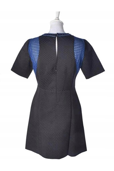 NO BRAND Rochie elegantă trapezoidală texturată Negru/ Bleumarin Karen Millen 40
