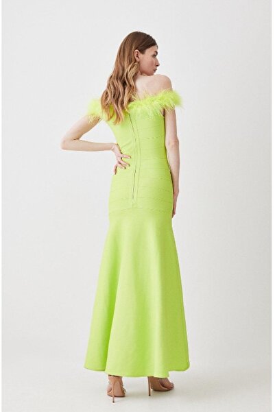 NO BRAND Rochie bandaj elegantă Lange cu pene Karen Millen L