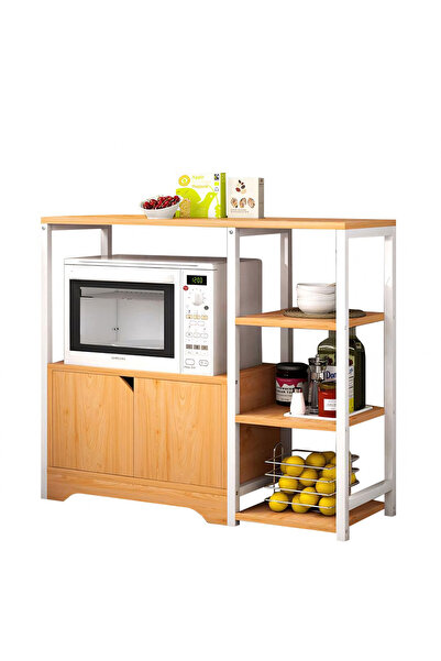 ArteLibre Ράφι Κουζίνας LYNX Δρυς/Λευκό MDF/Μέταλλο 80x30x71εκ.