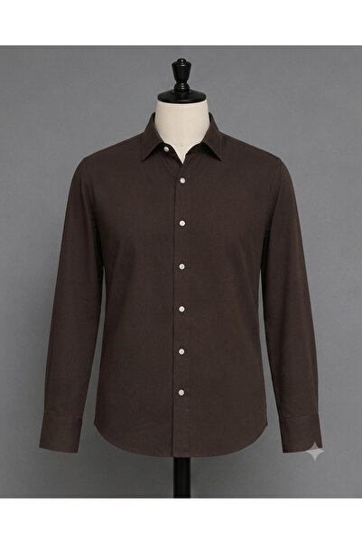 TARZZİNG Men's Long Sleeve Plain Muslin Shirt