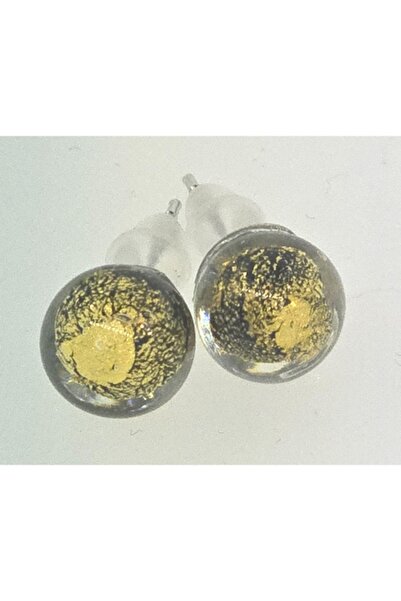 OEM Cercei din sticlă de Murano, 8mm, cu foiță de aur, antialergici, Cadoro