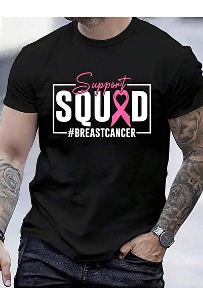 9TAY 100% Cotton Support Squad Awareness Pink Ribbon T-Shirt Men's Women's Vi...