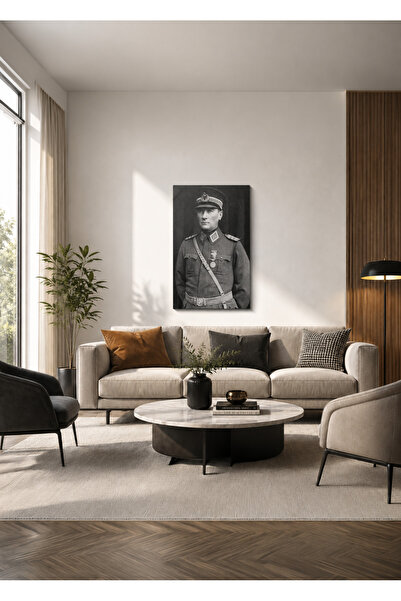 Zerawall MDF Tablo Mustafa Kemal Atatürk Askerî Portresi – Siyah Beyaz Tarihî...