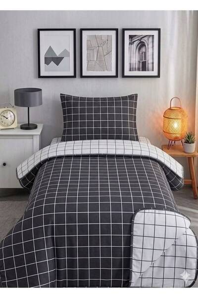 carwen home tekstil طقم غطاء سرير مبطن مزدوج الجوانب باللونين الأسود والأبيض ...