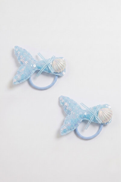 Le Mabelle Blue Mermaid Tail and Oyster Figured Rubber Buckle for Girls, 2-Pi...