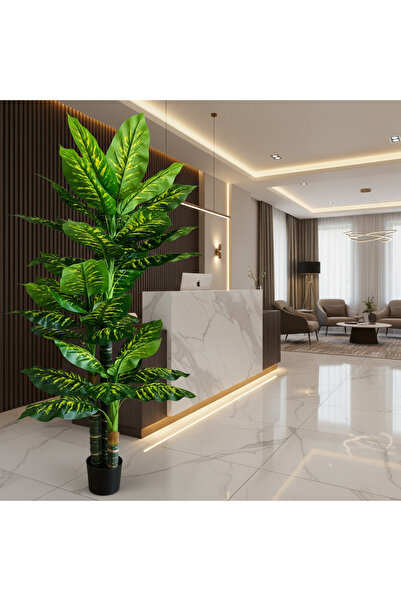 Alessandro DESIGN Decoratiune Dieffenbachia, 3 tulpini, Plastic, 190 cm, Verde