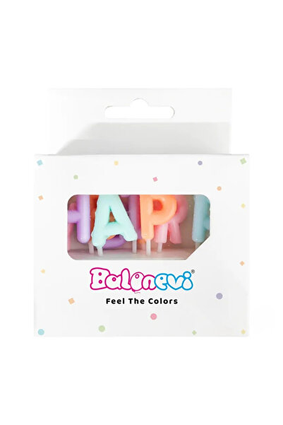 Le Mabelle Çok Renkli Makaron Happy Birthday Harf Mum Set