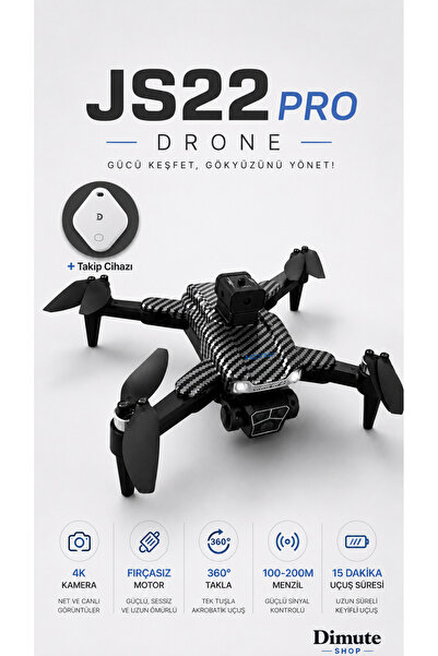 Dimute Shop JS22 Pro Drone 4K Kameralı Fırçasız Motorlu Çift Lens Korumalı 36...