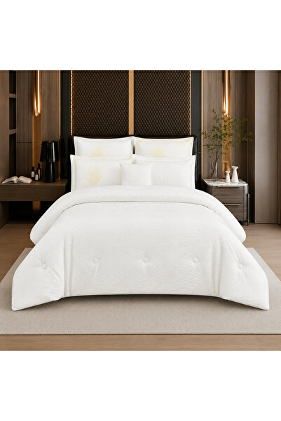 ShinyFlower Luxury Jacquard 7-Piece Comforter Set | 220×240cm Comforter | 400...