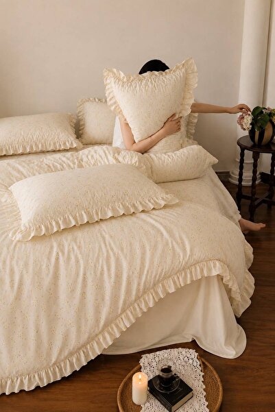 conzaliza Double Elastic Sheet Ruffled Duvet Cover Set |   Full Team |   Cotton