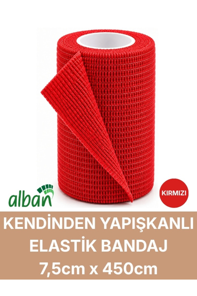 Alban 7,5cm Kendinden Yapışkanlı Elastik Bandaj, Kohesiv Bandaj 7,5cm x 4.5m ...