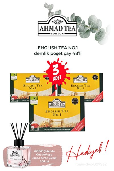 Ahmad Tea 3 Packs of 48 English Tea No.1 Teapot Tea Bags and Room Fragrance