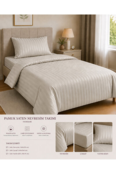 Vintero Home Single 100% Cotton Satin Duvet Cover Set 160X220 cm