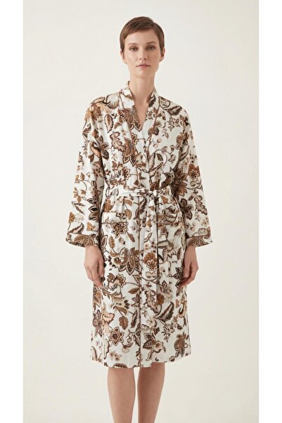 Vintero Home Terra Flora Viscose Cotton Linen Blend Women's Kimono Dressing Gown