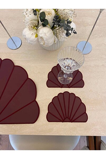Madeco Home İstiridye Bordo 2'Li Bardak Altlığı, Kokteyl Peçetesi