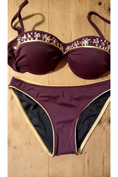 Pierre Cardin Straplez Dolgulu Taşlı Bikini Takım