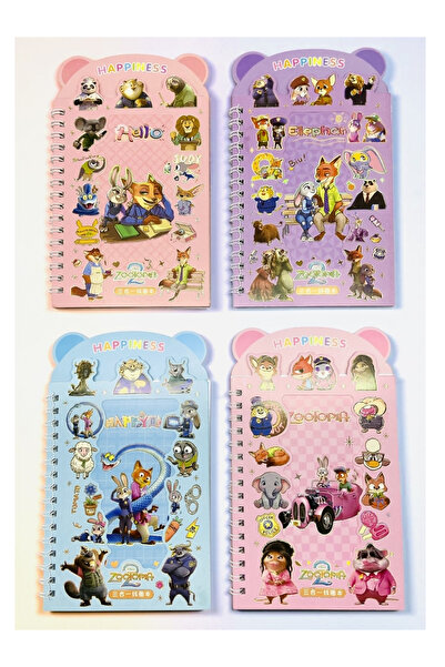 ÖZ OFİS Zootopia Temalı Sticker Defter 16 Sayfa Sticker 8 Sayfa Not Defteri A...