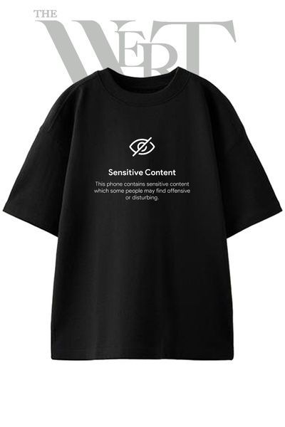 THEWERT Μπλουζάκι Unisex Μαύρο Oversize με Τυπωμένο Σχέδιο Ευαίσθητης Περιεχο...