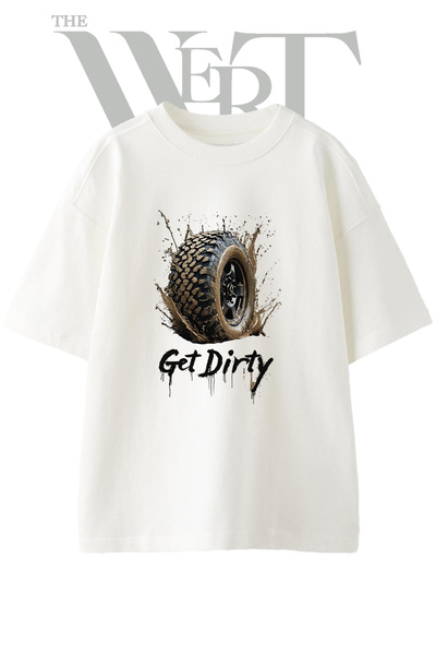 THEWERT Μπλουζάκι Off Road με σχέδιο ελαστικών, τυπωμένο Unisex λευκό oversize