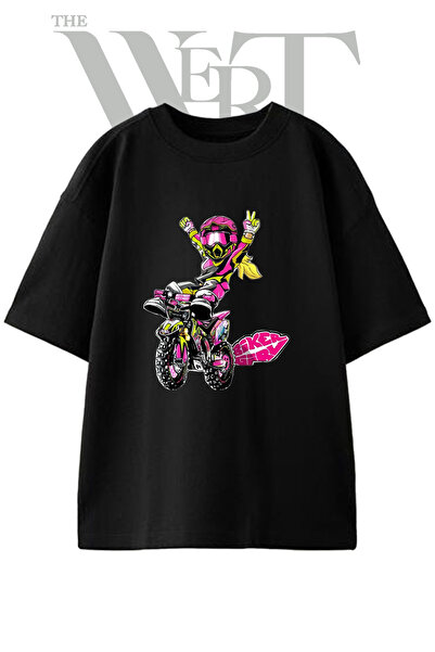 THEWERT Dizajn biciklističke devojke, unisex crna oversize majica