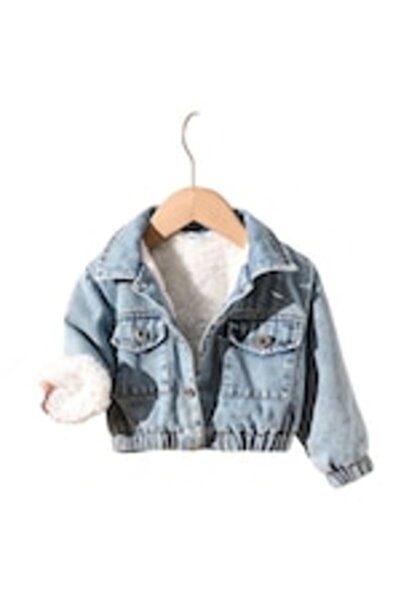 OEM Jacheta imblanita copii, din denim, 12-18 luni, 81-86 cm