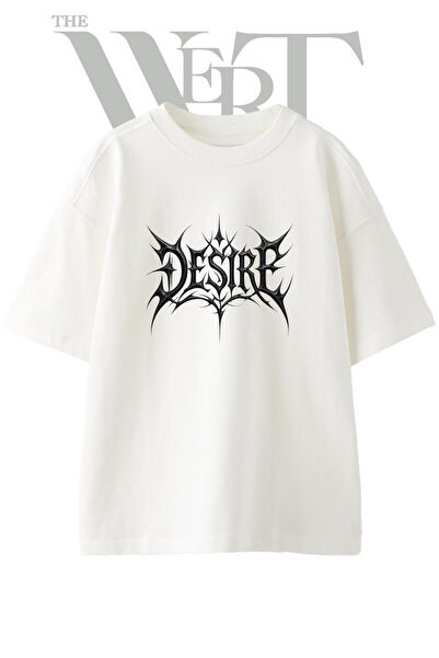 THEWERT Tricou supradimensionat alb unisex cu imprimeu Gothic Desire Design