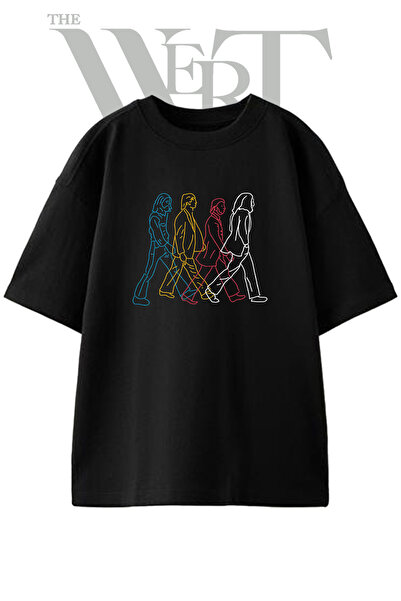 THEWERT Μπλουζάκι Beatles Abbey Road με στάμπα, Unisex, Μαύρο, Oversize