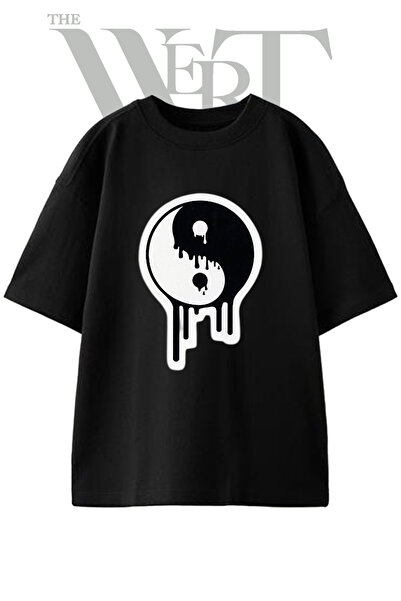 THEWERT Μπλουζάκι Unisex με στάμπα Yin Yang Melting Design σε μαύρο χρώμα και...