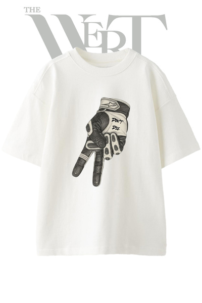 THEWERT Tricou oversize alb unisex cu imprimeu Yaris Eldiveni Don't Die Design