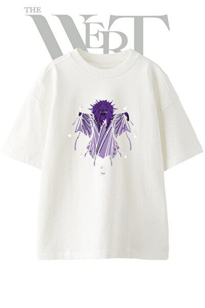 THEWERT Tricou oversize alb unisex cu imprimeu Naruto Shinigami Design