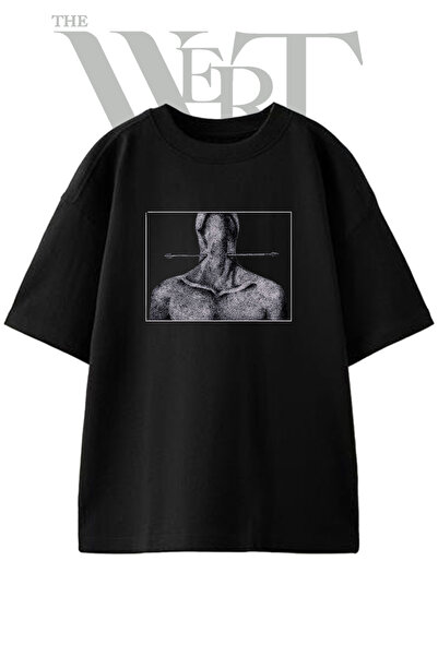 THEWERT Μπλουζάκι Unisex με στάμπα Neck Arrow Design σε μαύρο χρώμα oversize