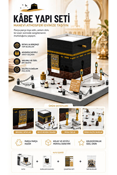 HEDİMOR Gift & Accessory Shop Kâbe Yapı Seti – 3D Koleksiyonluk Blok Modeli |...