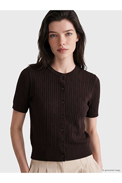 LC Waikiki Lcw Comfort Brown Crew Neck Women's Knitwear Cardigan