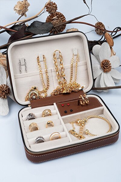 Empressco Organizer Jewelry Storage Box with Large Size Compartments and Trav...