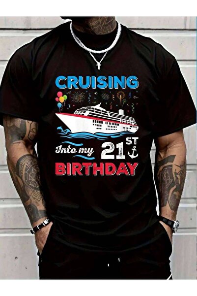 45 BPM تي شيرت نسائي من القطن 100% بتصميم 'Cruising Into My 21st' لعيد الميلا...