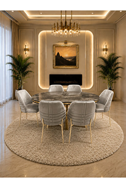 Concept Ayz Home Elora Gold Serisi 6 Kişilik A.Gri Kumaş 90*168 İrony Lake Pa...