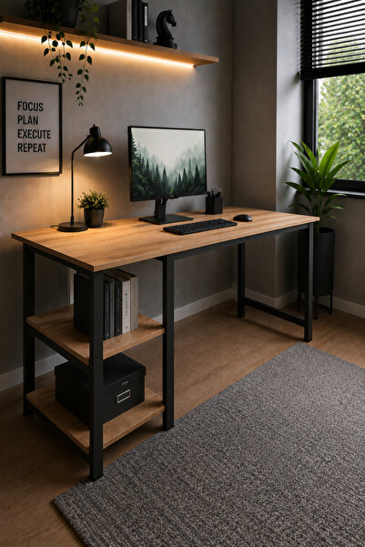 reflekta 60x160 Büyük Boy Raflı Ofis Masası Çalışma Masası 4 Farklı Renk Seçe...