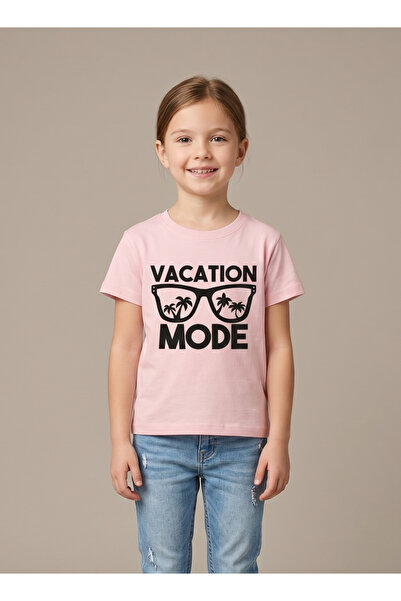 Babyqlo Girls Vacation Mode Pink T-Shirt