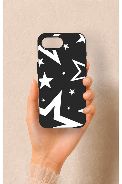 Vip Case iPhone 16E Uyumlu Siyah Mega Star Desenli Silikon Kılıf
