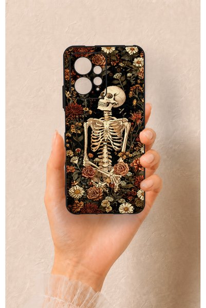 Vip Case Redmi Note 12 4G Uyumlu Çiçek İskelet Desenli Silikon Kılıf