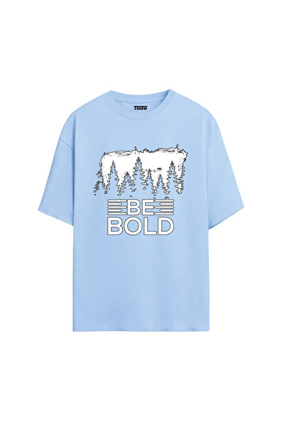 Be Bold Baskılı PREMİUM Bisiklet Yaka %100 Pamuk kısa kollu Oversize Tshirt E-06