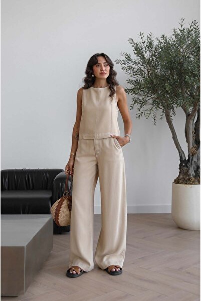 Havoş Beige Judge Blouse Pants Denim Set