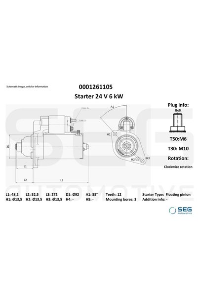 SEG Automotive Starter Scania G 1/G 2/P 1 1997-2019